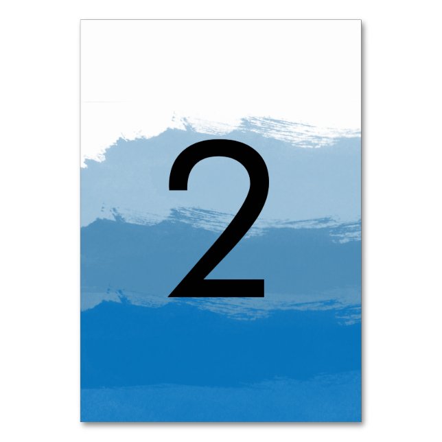 Beach Blue Watercolor Wedding Table Number (Front)