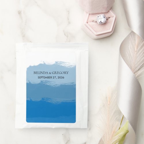 Beach Blue Watercolor Wedding Tea Bag Drink Mix