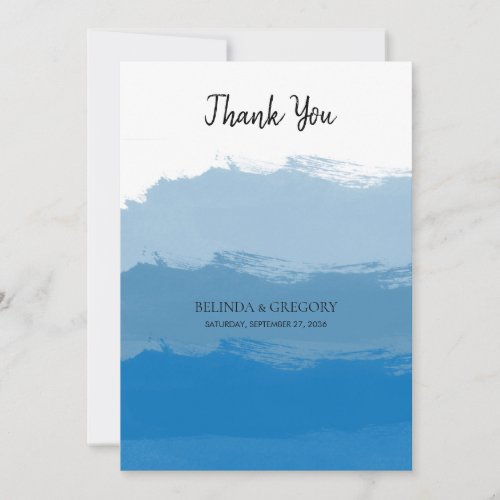 Beach Blue Watercolor Wedding Thank You Card