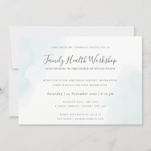 BEACH BLUE WATERCOLOUR BRUSHSTROKE WORKSHOP EVENT INVITATION