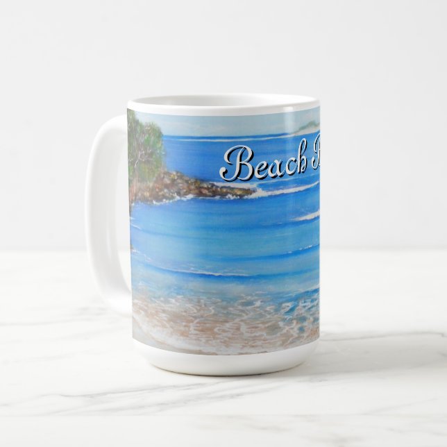 Beach Blue Waves Acrylic Painting  Coffee Mug (Front Left)