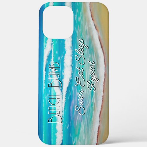 Beach Blue Waves Painting Typography iPhone 12 Pro Max Case