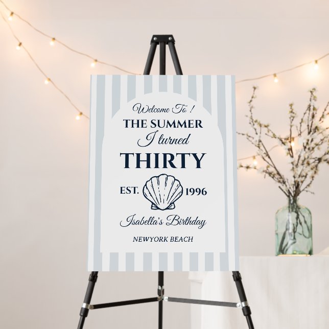 Beach Blue Welcome sign Coastal 30 th Birthday (In Situ (Stand))