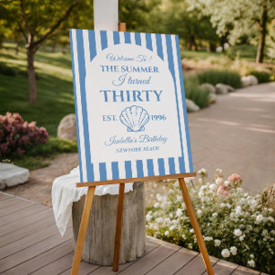 Beach Blue Welcome sign Coastal 30 th Birthday