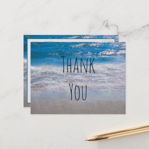 Beach Blue White Coastal Ocean Wave Thank You Postcard