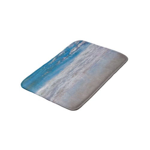 Beach Blue White Ocean Waves Tropical Art Bath Mat
