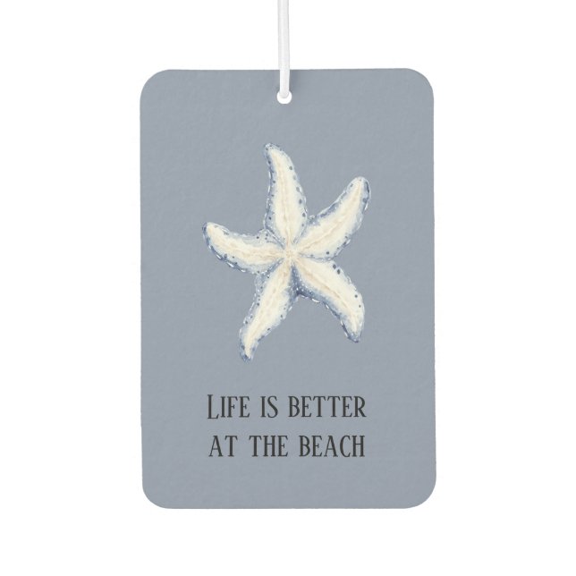 Beach Blue White Starfish Quote Air Freshener (Front)