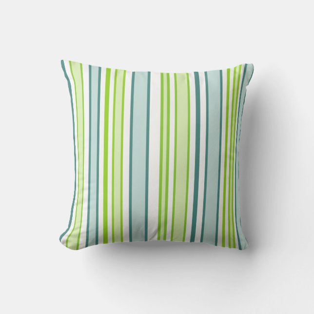 Beach Blues and Greens Throw Pillow (Front)