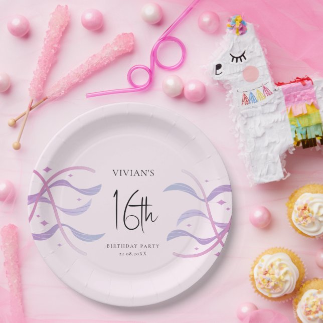 Beach Blush Pink Sweet Sixteen Party Paper Plates (Party)