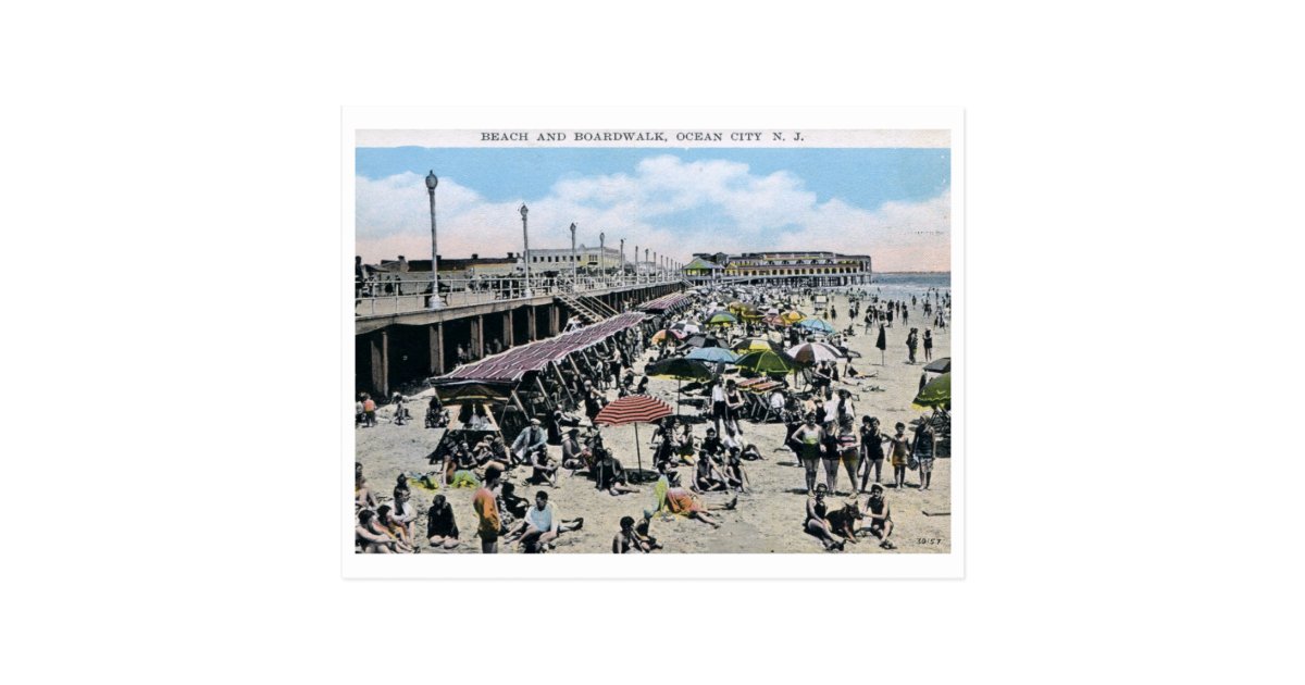 Beach Amp Boardwalk Ocean City Nj Vintage Postcard