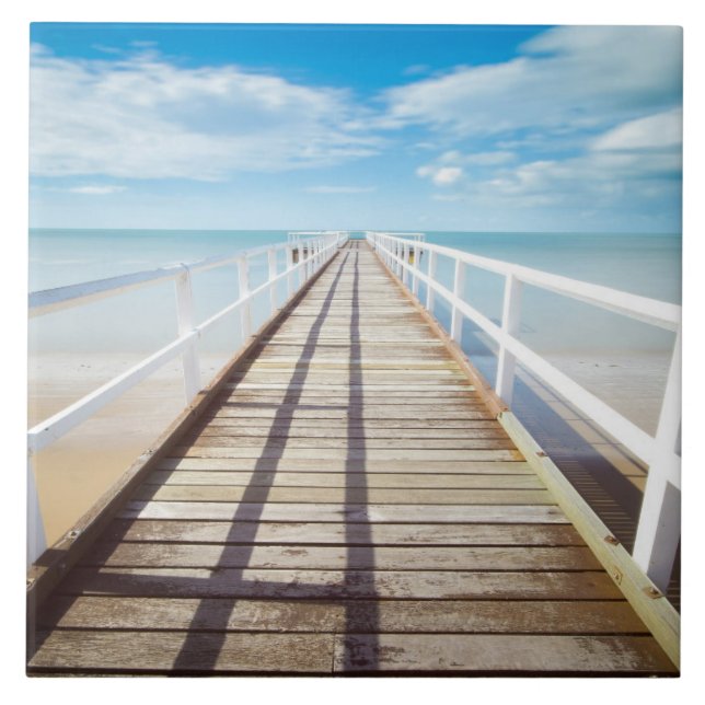 Beach Boardwalk Pier Ceramic Tile (Front)