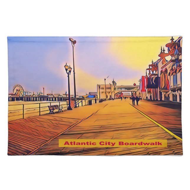 Beach Boardwalk Pop Art Cloth Placemat (Front)