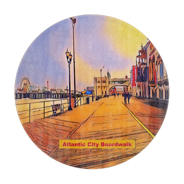 Beach Boardwalk Pop Art Cutting Board (Front)