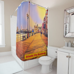 Beach Boardwalk Pop Art Shower Curtain