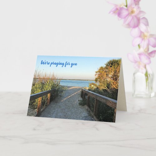 Beach Boardwalk Praying For You Scripture Message Card