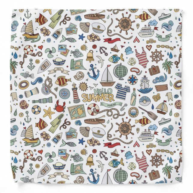 Beach & Boat, Nautical Themed Bandana (Front)
