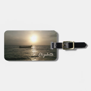 Beach,Boat,Sunset -Personalized Luggage Tag