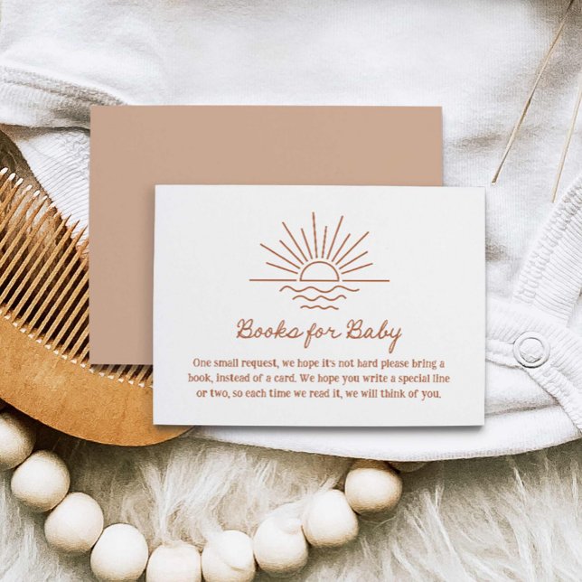 Beach Boho Baby Shower Books for Baby Enclosure Card (Boho Beach Books for Baby Request Card)