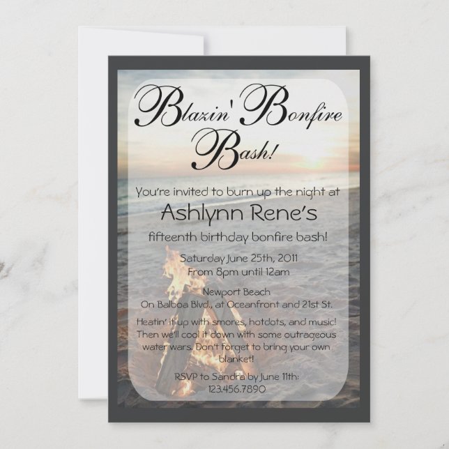 Beach Bonfire Invitation (Front)