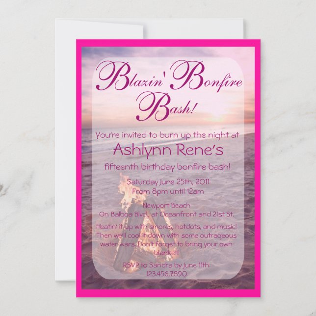 Beach Bonfire Invitation (Front)