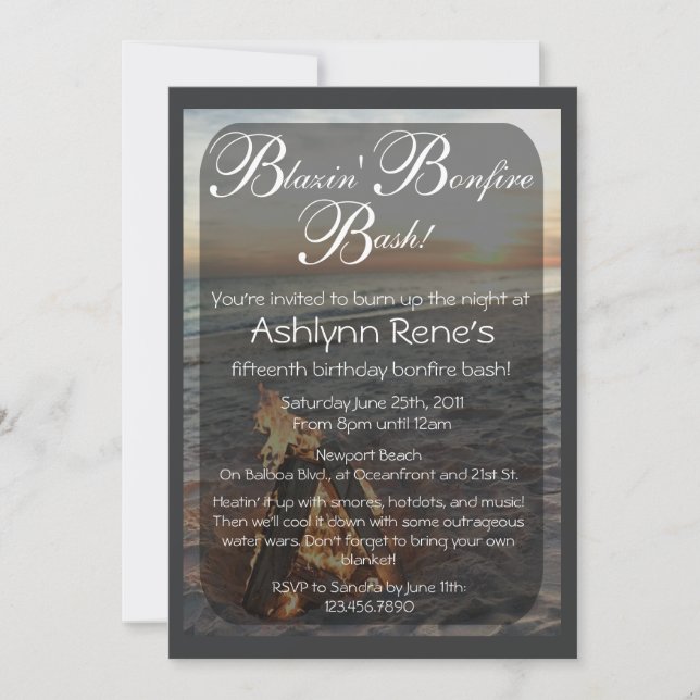 Beach Bonfire Invitation (Front)