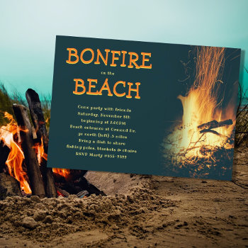 Beach Bonfire Nighttime Party Invitation by millhill at Zazzle
