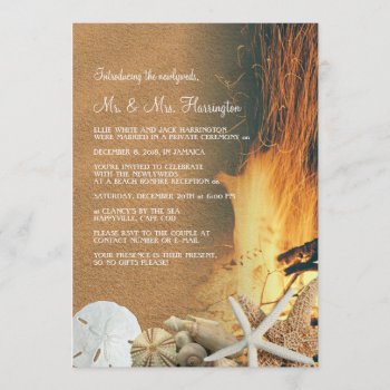 Beach Bonfire Reception Only Newlyweds Invitation by sandpiperWedding at Zazzle