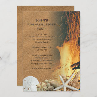 Beach Bonfire Rehearsal Dinner Party Invitations