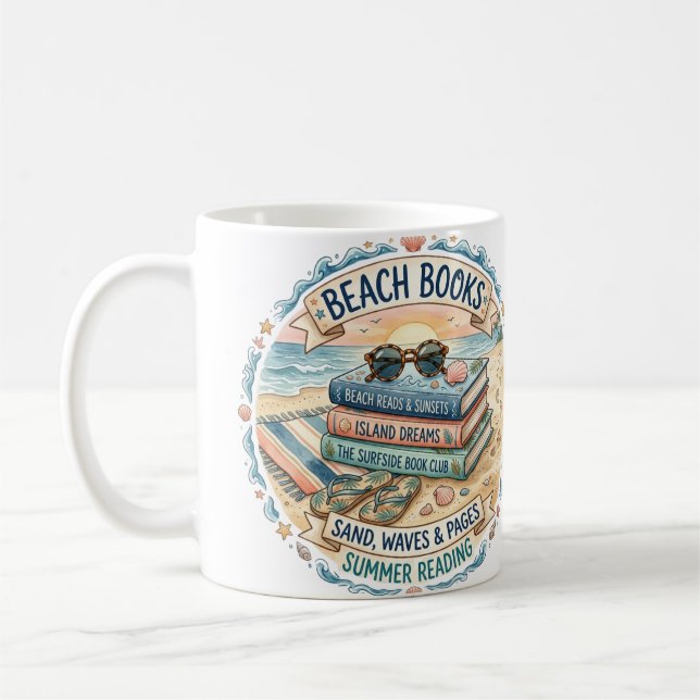 Beach Books Summer Reading Design  Coffee Mug (Left)