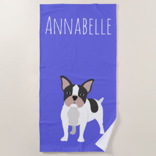 Beach Boston Terrier Personalize Beach Towel