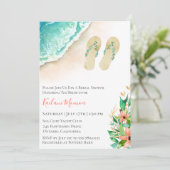 Beach Botanical Flip Flops Bridal Shower Invitation (Standing Front)