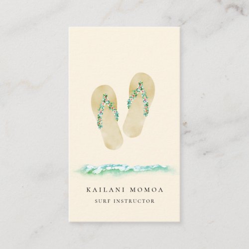 Beach Botanical Flip Flops Business Card