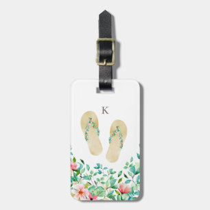 Beach Botanical Flip Flops Monogram Luggage Tag
