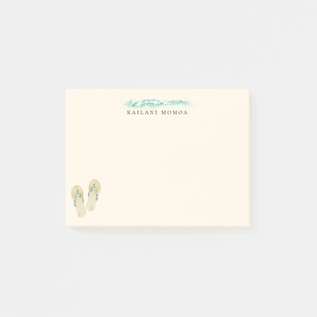 Beach Botanical Flip Flops Post-it Notes (Front)