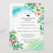 Beach Botanical Graduation Party Invitation (Front/Back)