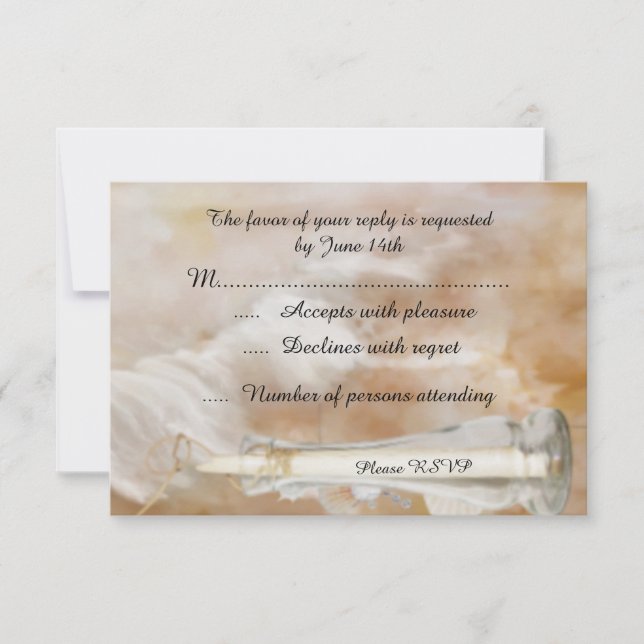 Beach Bottle Wedding RSVP Response Card (Front)