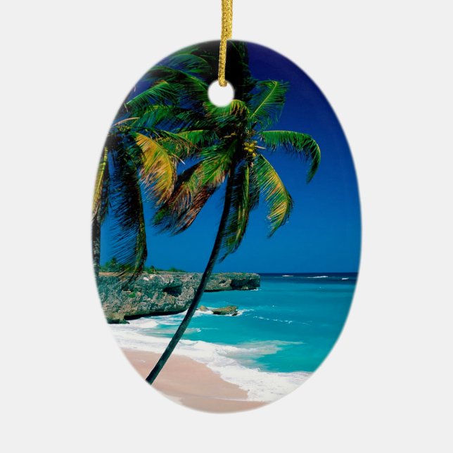 Beach Bottom Bay Barbados Ceramic Ornament (Front)