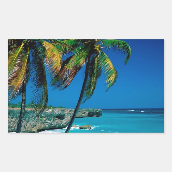 Beach Bottom Bay Barbados Rectangular Sticker