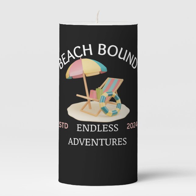 Beach Bound Pillar Candle (Front)