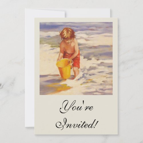 Beach Boy Child in ocean waves Invitation