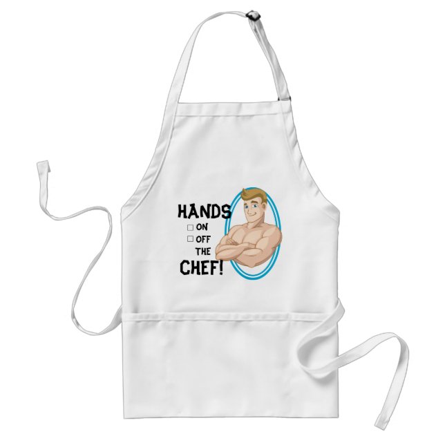 Beach Boy Surfer Dude Cartoon Muscle Guy Chef Cook Adult Apron (Front)