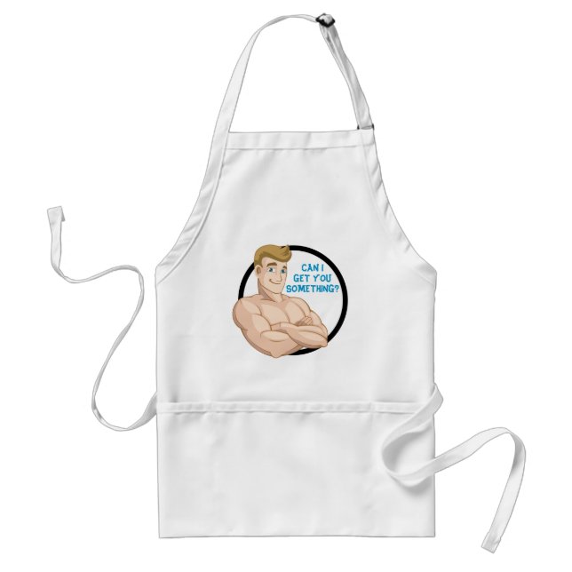 Beach Boy Surfer Dude Cartoon Muscle Guy Service Adult Apron (Front)