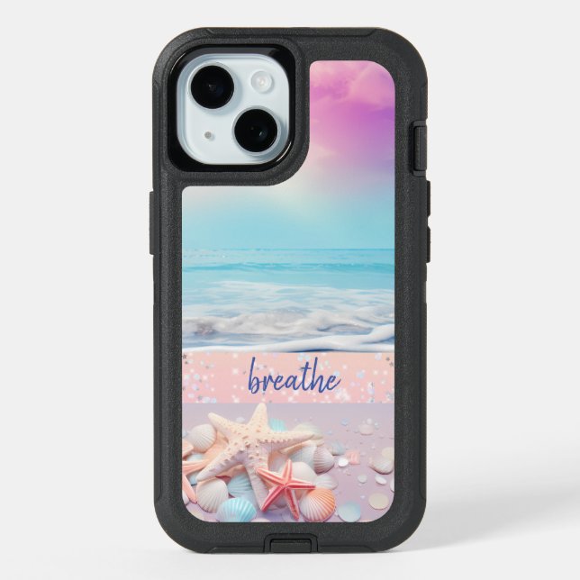 Beach Breathe Affirmation iPhone 15 Case (Back)