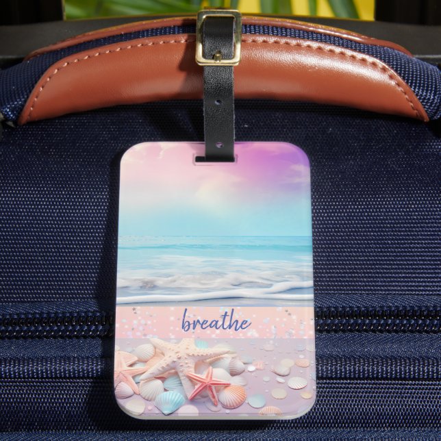 Beach Breathe Affirmation Luggage Tag (Front Insitu 2)