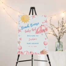 beach breeze girl pink baby shower foam board