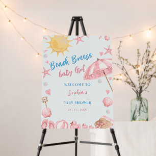 beach breeze girl pink baby shower foam board