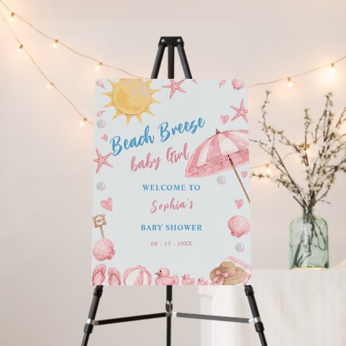 beach breeze girl pink baby shower foam board