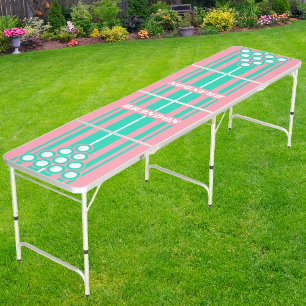 Beach Breeze Nostalgic Board Stripes with Name Beer Pong Table