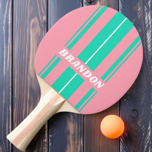 Beach Breeze Nostalgic Board Stripes with Name Ping Pong Paddle