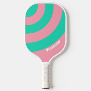 Beach Breeze Nostalgic Circle Stripe with Name Pickleball Paddle